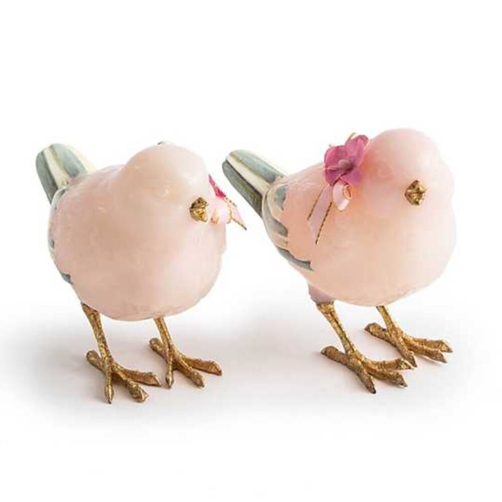 MacKenzie-Childs Pink and Gold Decorative Bird Figurines